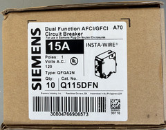 10 PCS Siemens Q115DFN 15A 120V AFCI/GFCI Dual Function Plug-In Circuit Breakers