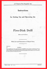 IH McCormick-Deering 5 Disk Drill Walk Behind Horse Drawn Grain Drill Manual IH