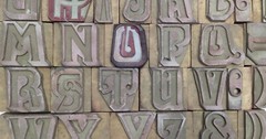 34 Pieces A To Z Letterpress Wood/Wooden Hand-Carved Matrices for Type English