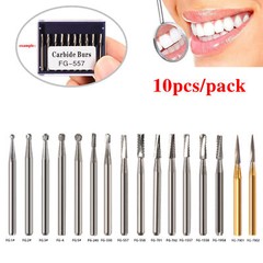 10pc/Pack Dental Round Carbide Steel Drills Burs FG Bur for High Speed Handpiece