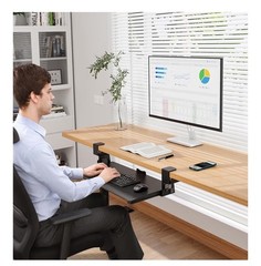 BONTEC KMT01 Under Desk Keyboard Tray, Pull-Out Keyboard & Mouse Platform