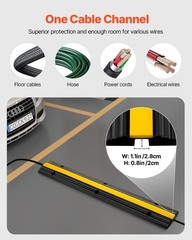 Heavy Duty Rubber Cable Protector Ramp Speed Bump Cord Wire Cover , VEVOR