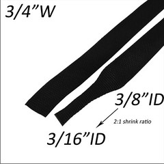 96&300 Inches Black 2:1 Heat Shrink Braided Sleeve Cable Sheath Fabric Tubing
