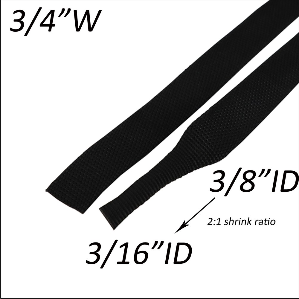 96&300 Inches Black 2:1 Heat Shrink Braided Sleeve Cable Sheath Fabric Tubing