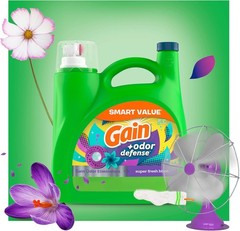 Gain + Odor Defense Liquid Laundry Detergent, Super Fresh Blast Scent, 107 Loads