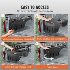 Truck Bed Storage Box,Lockable Swing Case w/Password Padlock,6.6 Gal/25 L ABS Wh