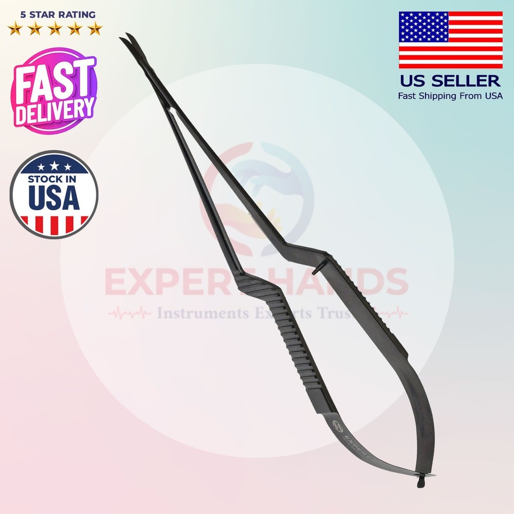 Kamiyama Style Micro Scissors 18cm For Neurosurgery Bayonet Handle Black