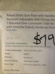 U-Shaped Raised Toilet Seat with Handles, Cozy Padded Elevated Toilet Seat *NEW*
