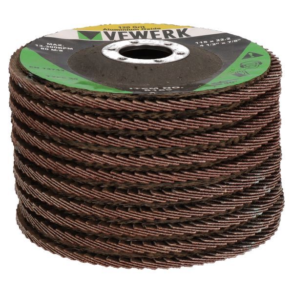 10 x Flat Discs 120 Grit For Angle Grinder 4.5″ (115mm) Flat Sanding Grinding