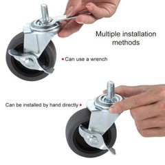 4pcs Caster Wheels, 3″ Locking Swivel Stem Casters Set with Brake, 3/8″-16 X 1″
