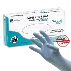 NitriDerm Ultra Blue Nitrile Exam Glove Standard Cuff Length MEDIUM 100 per Box