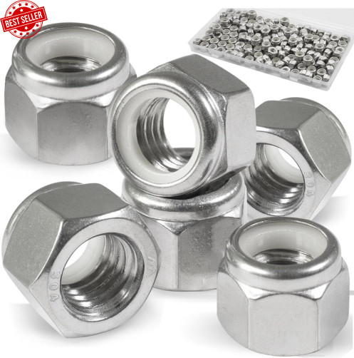 Durable 304 Stainless Steel Nylon Insert Locknuts – 150 Pack for Versatile Use