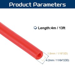 13 Ft(4M) Latex Rubber Tubing, 1/16″(1.8mm)ID 3/16″(4.2mm)OD, Red