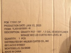 Curtis TFT15G FreshTrac Gravity Pot 1.5 Gal Thermal Stainless Coffee Server
