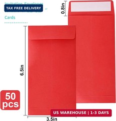 Red 100 Pack Cash Envelopes 3.5 x 6.5 inch,Coin Self Seal Envelopes For Savings