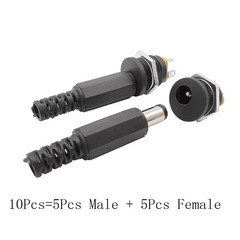 10PC Male Barrel Jack Plug Female Socket Panel Mount DC 12V Power Connectors