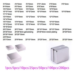 Square Super Strong Magnets Length 3-25mm N35 Rare Earth NdFeB Magnet Multiple