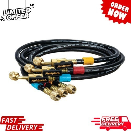 Fieldpiece HR3B – ¼” Ball Valve Hose Set – 5 ft Refrigerant Charging & Recovery