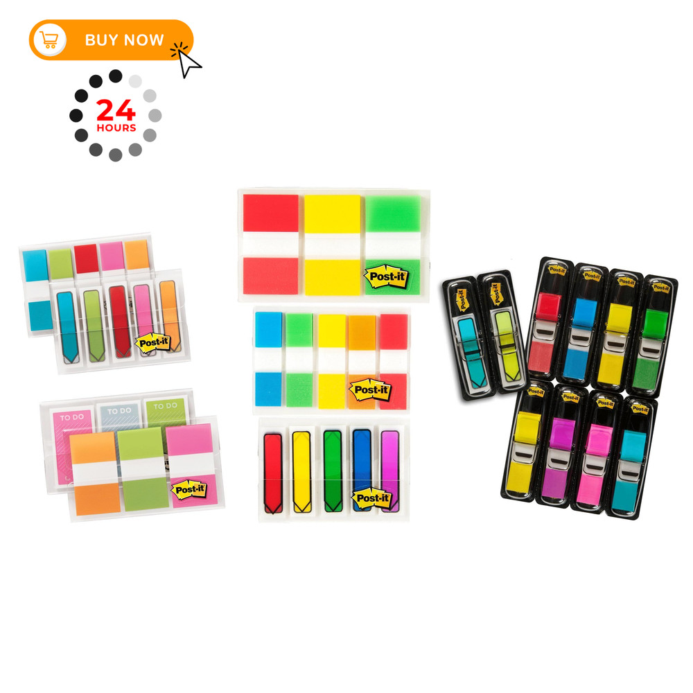 Post-it Flags and Tabs Value Pack, 4 inches x 0.5 inches, Multi-color