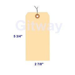 1000 of 5 3/4″ x 2 7/8″ Size 7 Manilla Shipping Hang Tag Tags with Wire 13 Pt