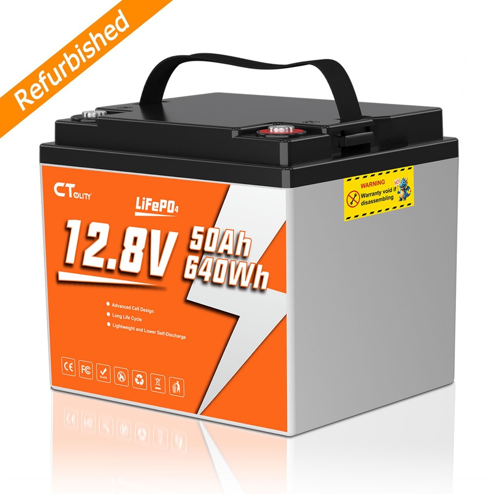 12V 50Ah LiFePO4 Lithium Battery Deep Cycle Built-in BMS for Solar RV Off-Grid