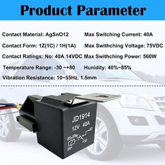 100PCS NEW 5-PIN 40/30 AMP 12V DC Waterproof Automotive SPDT Relay Kit