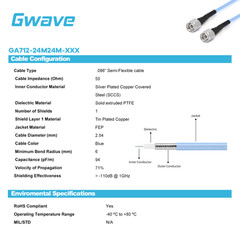 2.4mm Male to 2.4mm Male .086″ Semi-flexible Coax Cable, FEP Jacket, DC-50GHz
