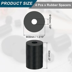 4Pcs Thick Rubber Spacer 1-3/16 Inch OD x 3/8 Inch ID x 2 Inch Thickness