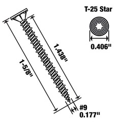 Ribbed Flat Head T25 Star Drive Cement Board Screw #9 x 1-5/8 in. (575-Pack)