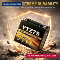 YTZ7S-BS 12V 6Ah AGM Sealed Motorcycle Battery, Maintenance-Free, Compatible wit