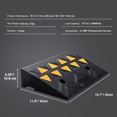 Rubber Curb Ramp 4.25in Rise, 11.8in W x 19.7in L, 33069lb Capacity