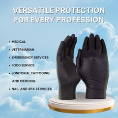 MONALISA Black 5 mil Industrial Nitrile Gloves(Powder Free)Size: M/L/XL 1000 Pcs