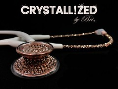 Bling Rose Gold White Stethoscope AUSTRIAN CRYSTALS Custom Bedazzled MDF MD One