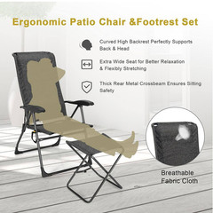 44 In. Gray Plastic Fabric Oxford Cloth Adjustable Back Folding Chairs (Set of 4