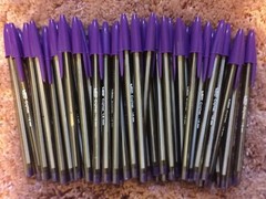 Lot of 50 PURPLE Bic Cristal Ballpoint Pens 1.6mm, Xtra-Bold SALE!!