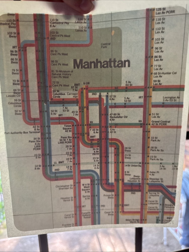 VINTAGE 1970s Heat Transfer For T-shirt | Map Of Manhattan New York NOS