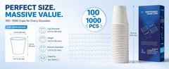 Disposable Paper Coffee Cups 3 oz 100 Count, Bathroom Mouthwash Cups, Leak-Proof