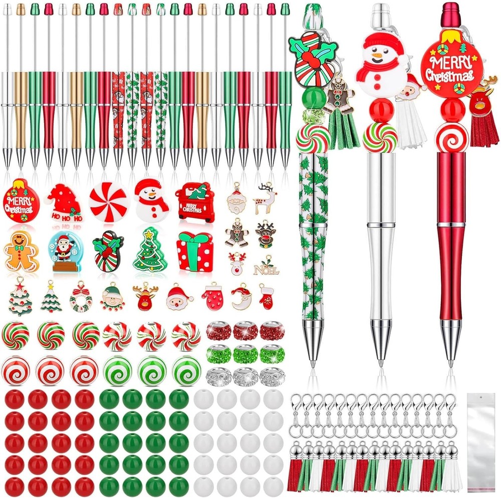 220 Pcs Christmas Beaded Pens Bulk,22 Sets Christmas Pens Bulk with Christmas…
