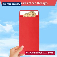 Red 100 Pack Cash Envelopes 3.5 x 6.5 inch,Coin Self Seal Envelopes For Savings