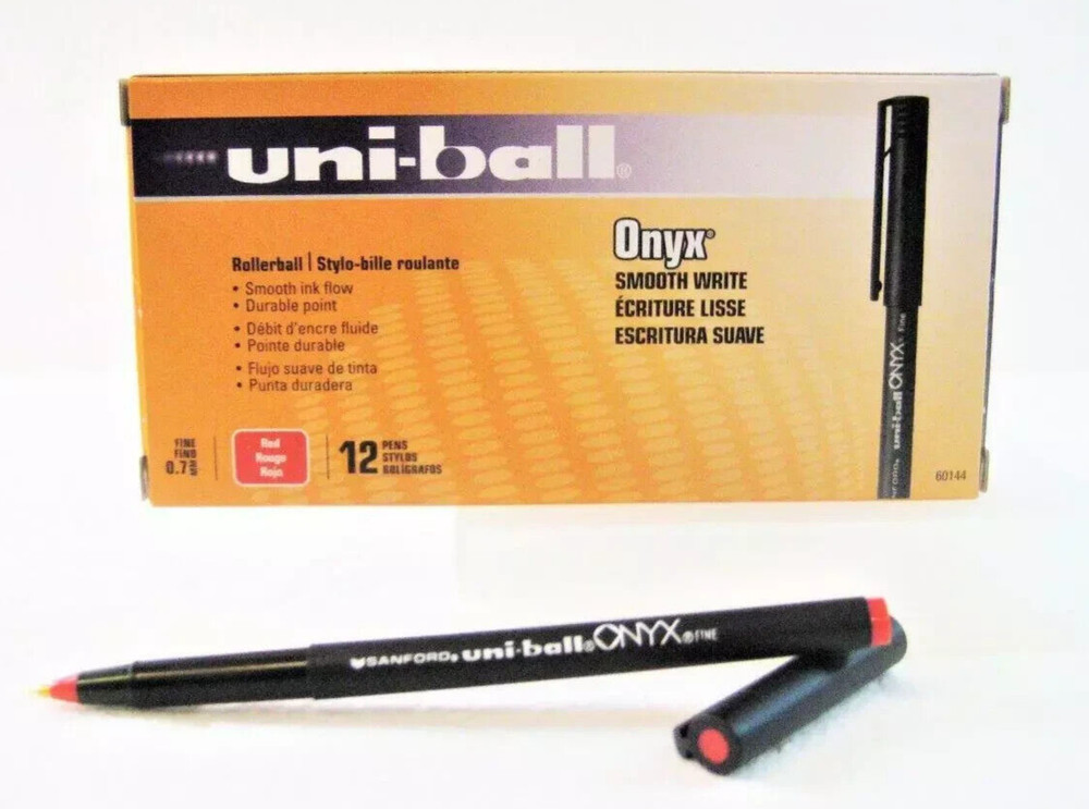 Uni-ball Onyx Red Ink Fine Point 0.7mm Roller Ball Pen, 1-Box, 12-Pens New
