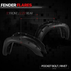 4Pcs ABS Wheel Protector Flare Black Matte Rivet-Textured Paintable 132-5186