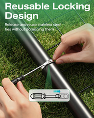112PCS Heavy Duty 304 Stainless Steel Cable Tie Gun Kit, Includes 110PCS 11.8