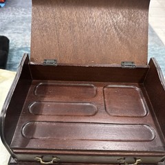 Vtg Roll Top Desk Organizer Tambour Valet Jewelry Box Drawer Made in Japan
