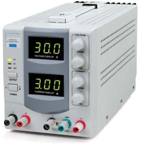 Dual Output DC Power Supply, 0-30V, 0-5A, 5V Fixed @ 1A