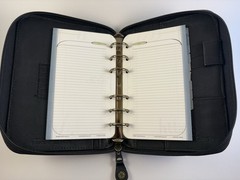 Franklin Covey Black Nappa Leather Compact Planner Organizer Binder 7 in Zipper