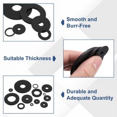 25Pcs M6 Nylon Flat Washers Plastic Washer 6mm ID 25mm OD 2mm Thick Black