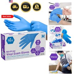 Nitrile/Vinyl Blend Exam Gloves, Powder-Free, Latex-Free, Disposable, Non-Ste…
