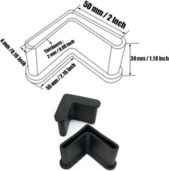 16 Pcs 2″ x 2″ (50mm x 50mm) L Shaped Rubber Angle Iron Caps, Furniture Angle Ir
