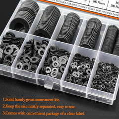 900 Pieces Black Zinc, Flat Washers Assorted Kit, Flat Washers, Metric Washers,
