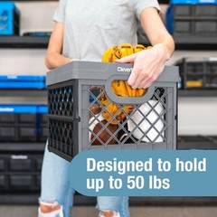 CleverMade Collapsible Milk Crate 25L (6.6 Gal), 50 lb Capacity Heavy Duty Fo…
